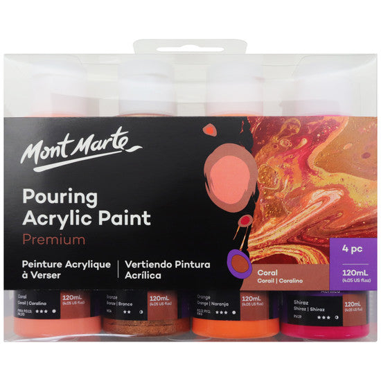 POURING ACRYLIC 120ML 4PC CORAL