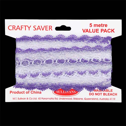 LACE EYELET 5MT WHITE/LILAC