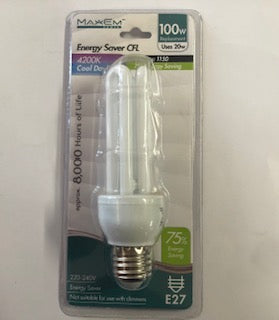 ENERGY SAVER BULB C/WHITE 100W/20W SCREW