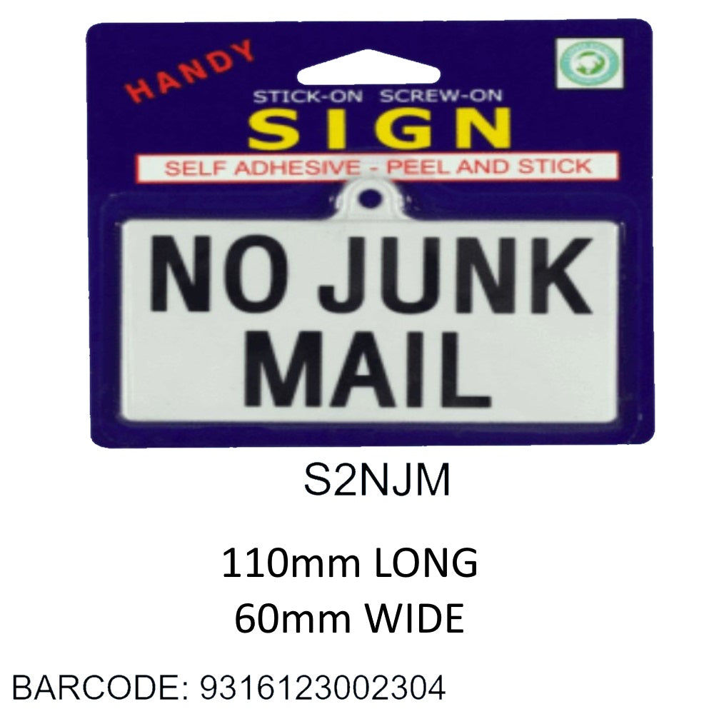 SIGNS SMALL NO JUNK MAIL