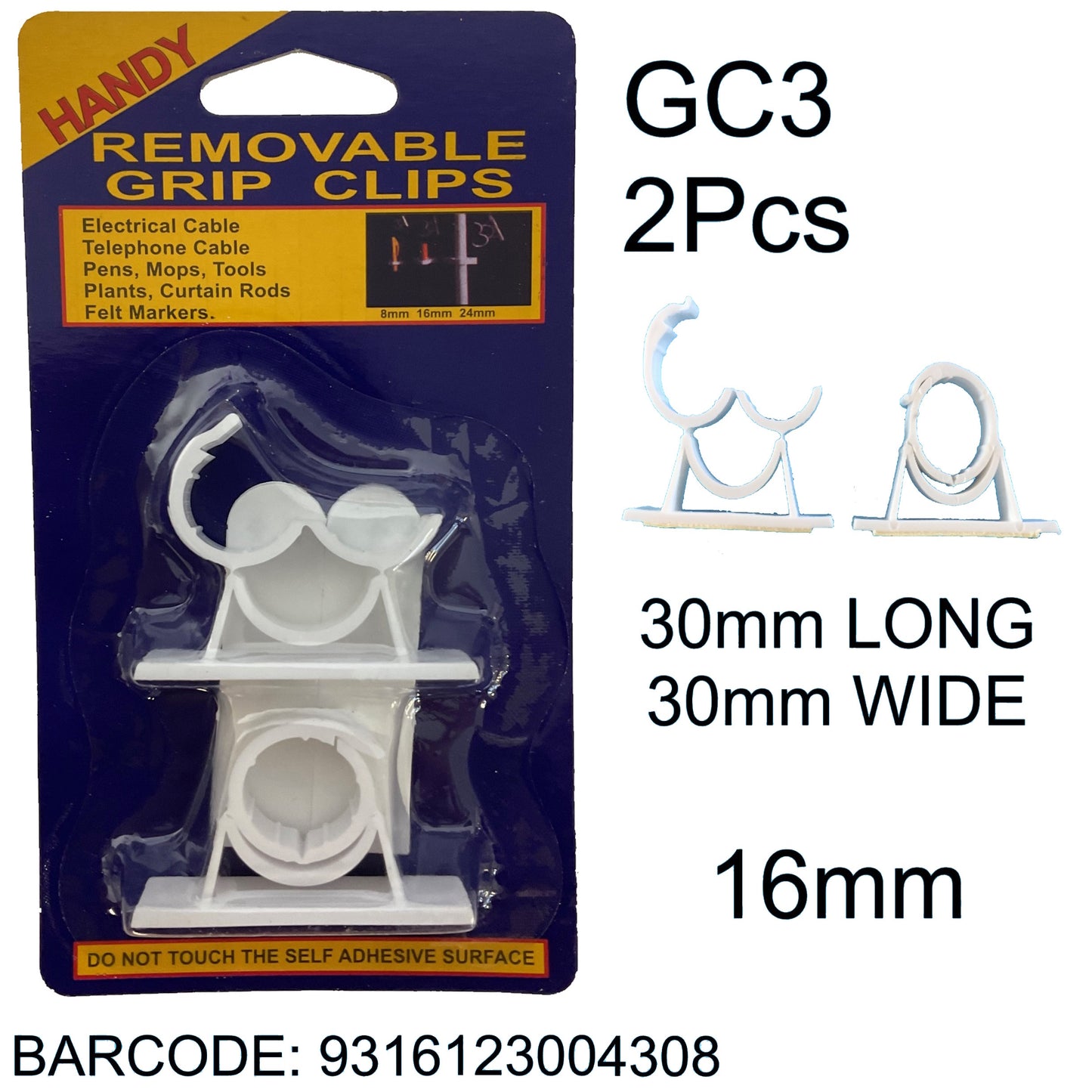 GRIP CLIPS MED 16MM PK2