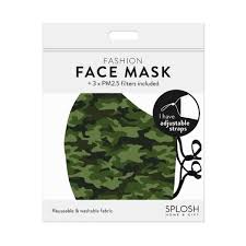 FACE MASK REUSABLE CAMO W/3 FILTERS