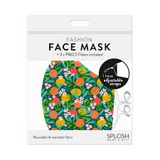 FACE MASK REUSABLE CITRUS W/3 FILTERS