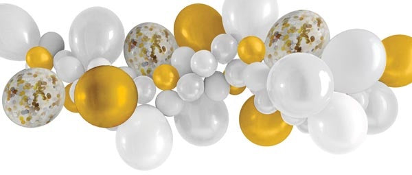 BALLOON GARLAND 40PC WHITE/GOLD