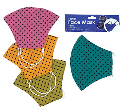 FACE MASK REUSABLE 3PLY POLKA DOTS