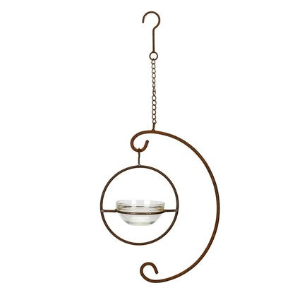 BIRD FEEDER HANGING RUST/GLASS