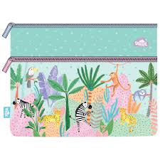 PENCIL CASE A4 TWIN ZIP WILD THINGS