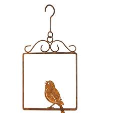 BIRD ON PERCH HANGING RUST