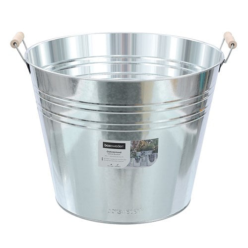 BUCKET GALVANISED W/WOOD HANDLES 45LT