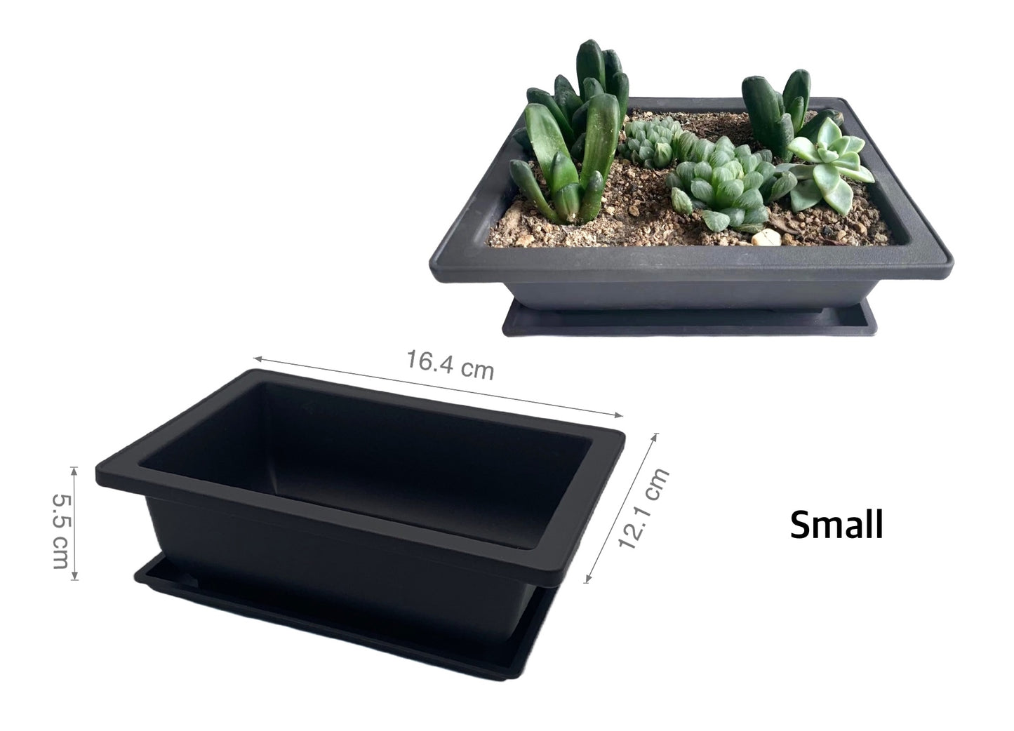 PLANTER POT W/TRAY RECT 29X21CM