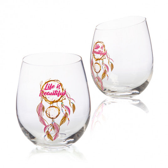 STEMLESS WINE GLASS LIFE IS BEAUTIFUL