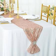 TABLE RUNNER ROSE GOLD SEQUIN 1.8M