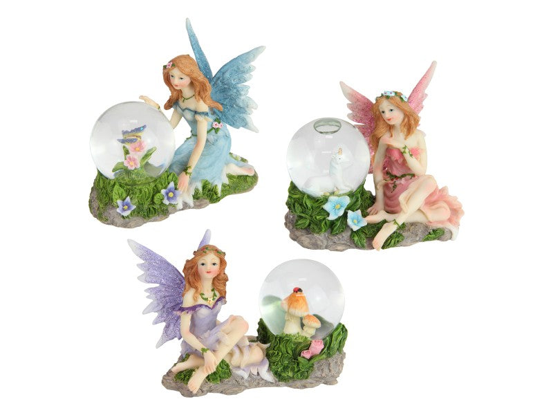 FAIRY SITTING W/WATERBALL 12CM