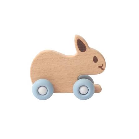 BABY BLUE BUNNY BEECHWOOD & SILICONE TOY