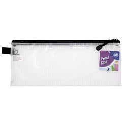 PENCIL CASE MESH CLEAR 34X13CM