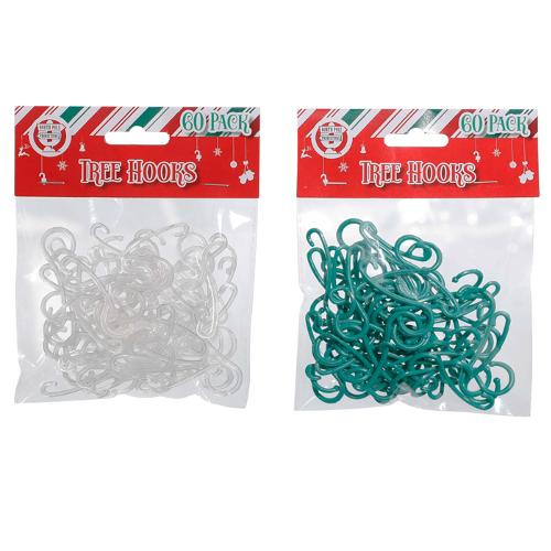 XMAS TREE HOOKS PK60 CLEAR GREEN
