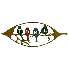 HOME SIGN CLRD W/RUST BIRDS