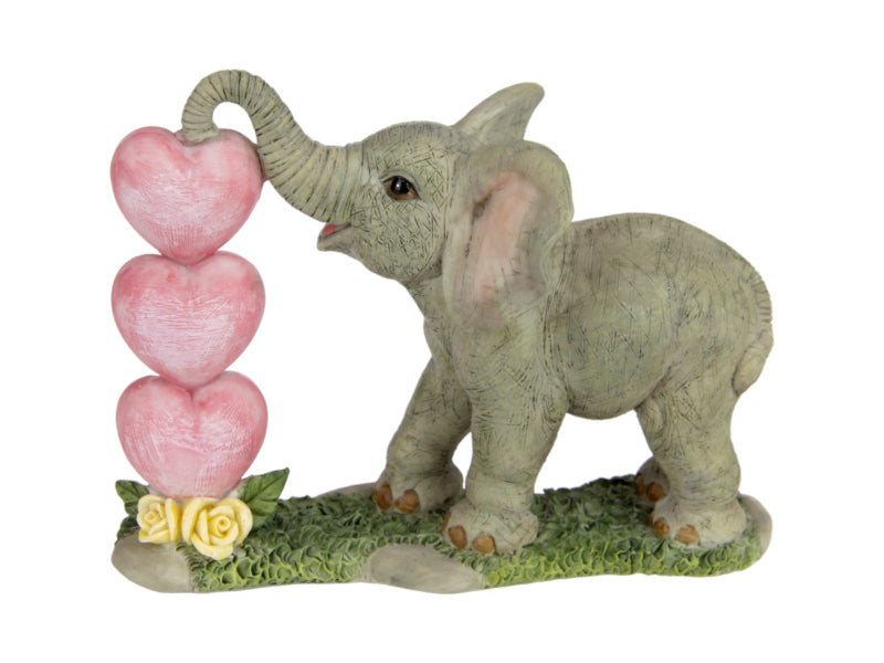 ELEPHANT W/3 HEARTS 11.5CM