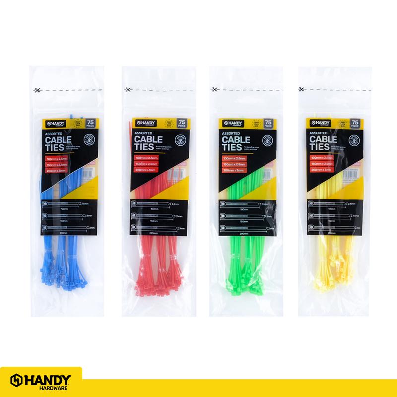 CABLE TIES ASST CLRS/SIZES 75PC