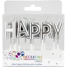 CANDLE HAPPY B'DAY SILVER