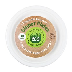 DISPOSABLE PLATES ECO 23CM WHITE PK30