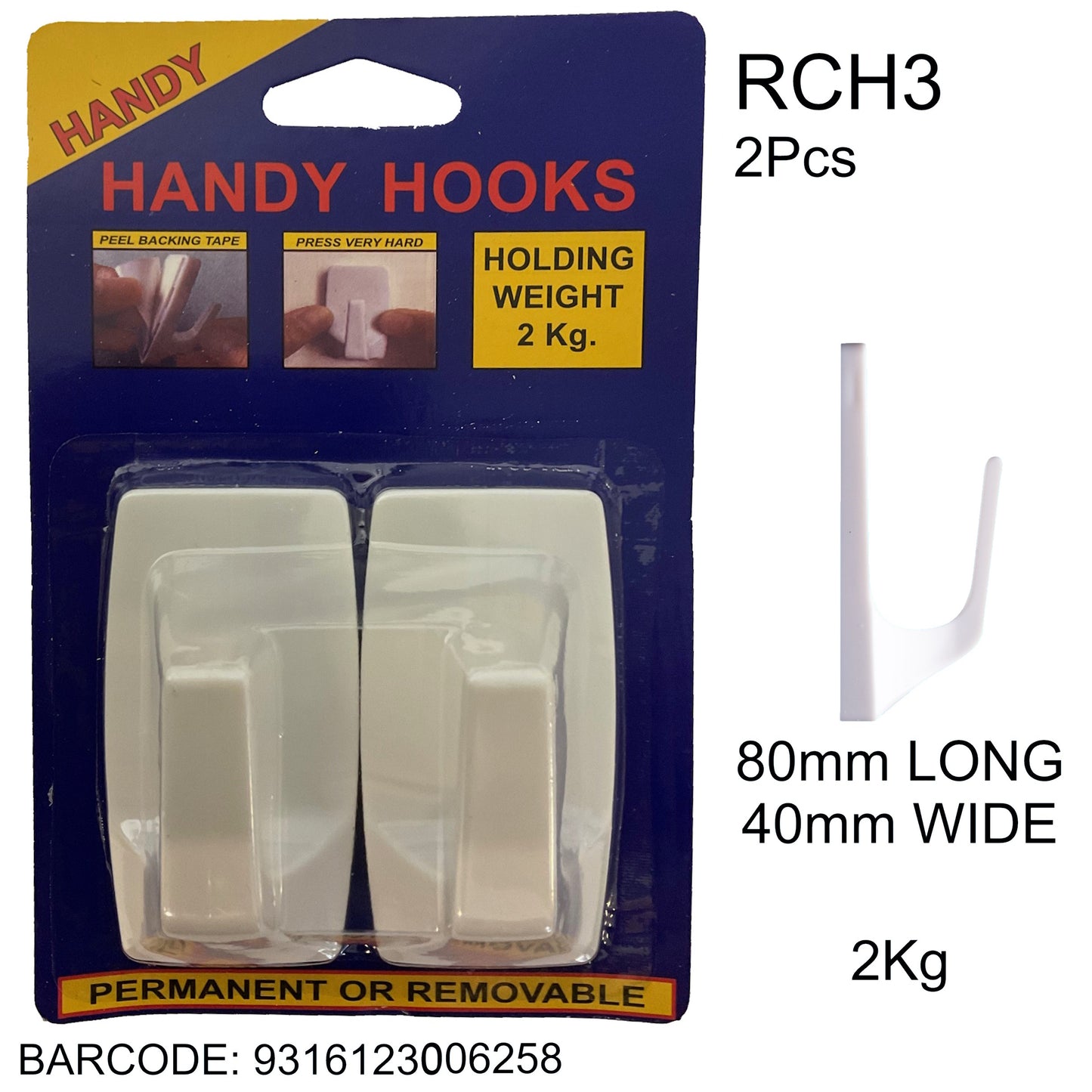 HOOKS REMOVABLE/PERMANENT 2KG PK2