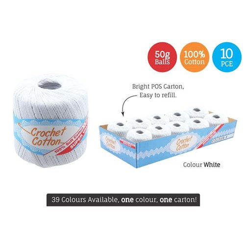 CROCHET COTTON 50G WHITE