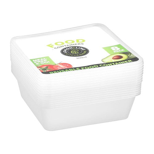 TAKEAWAY CONTAINERS SQR 950ML 8PK
