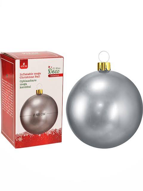 BAUBLE INFLATABLE JUMBO 45CM SILVER