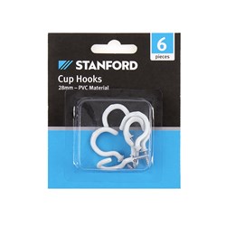 CUP HOOKS WHITE 28MM 6PC