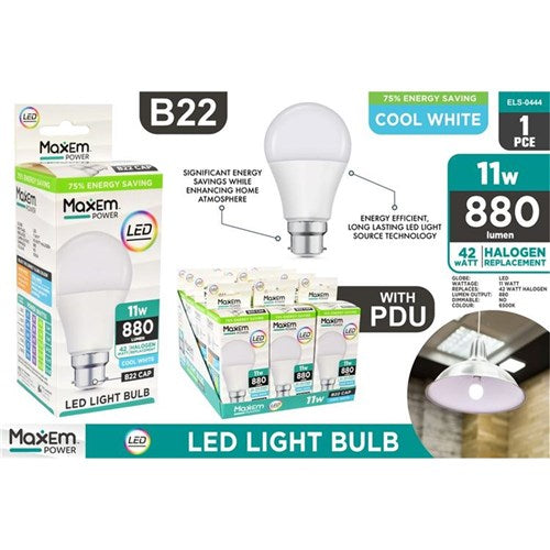 LIGHT BULBS 11W LED LIGHT COOL B22