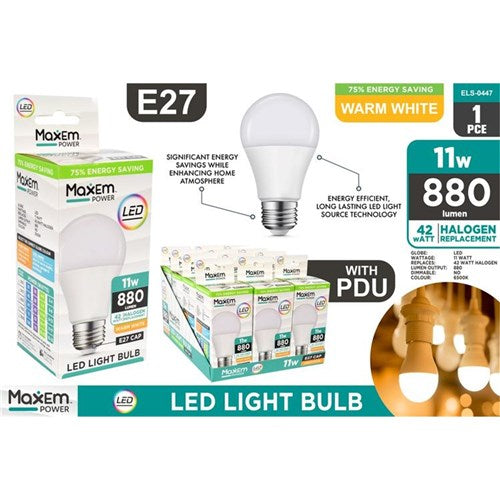 LIGHT BULBS 11W LED WARM WHITE E27