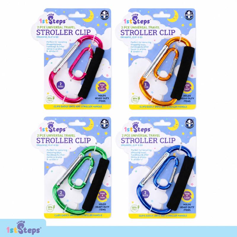 CARABINER STROLLER CLIPS PK2