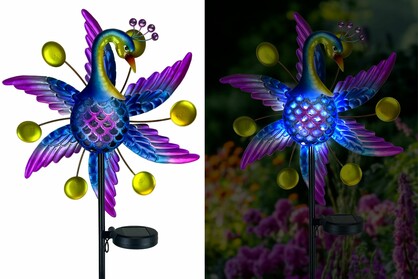 WIND SPINNER PEACOCK W/SOLAR