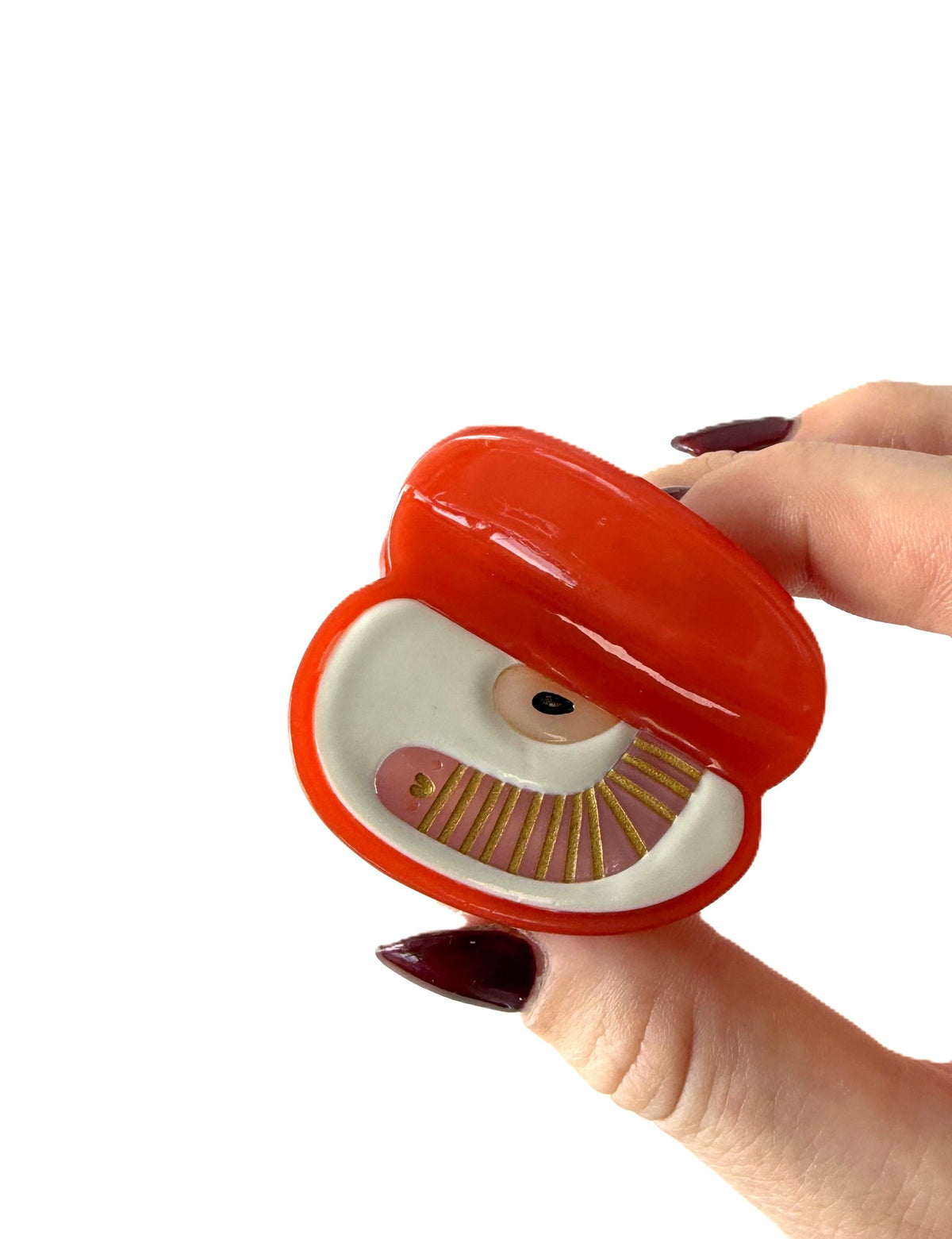 CLAW CLIP APPLE & WORM RED