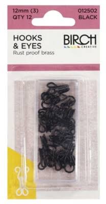 HOOK & EYES BLACK 12PC