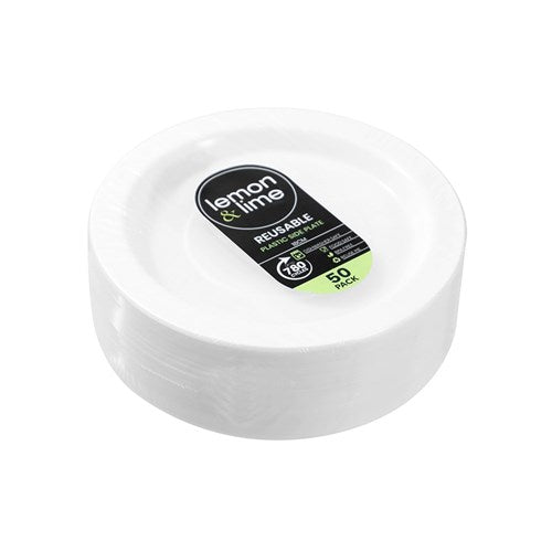 PLATES SIDE REUSABLE PLASTIC 18CM 50PC