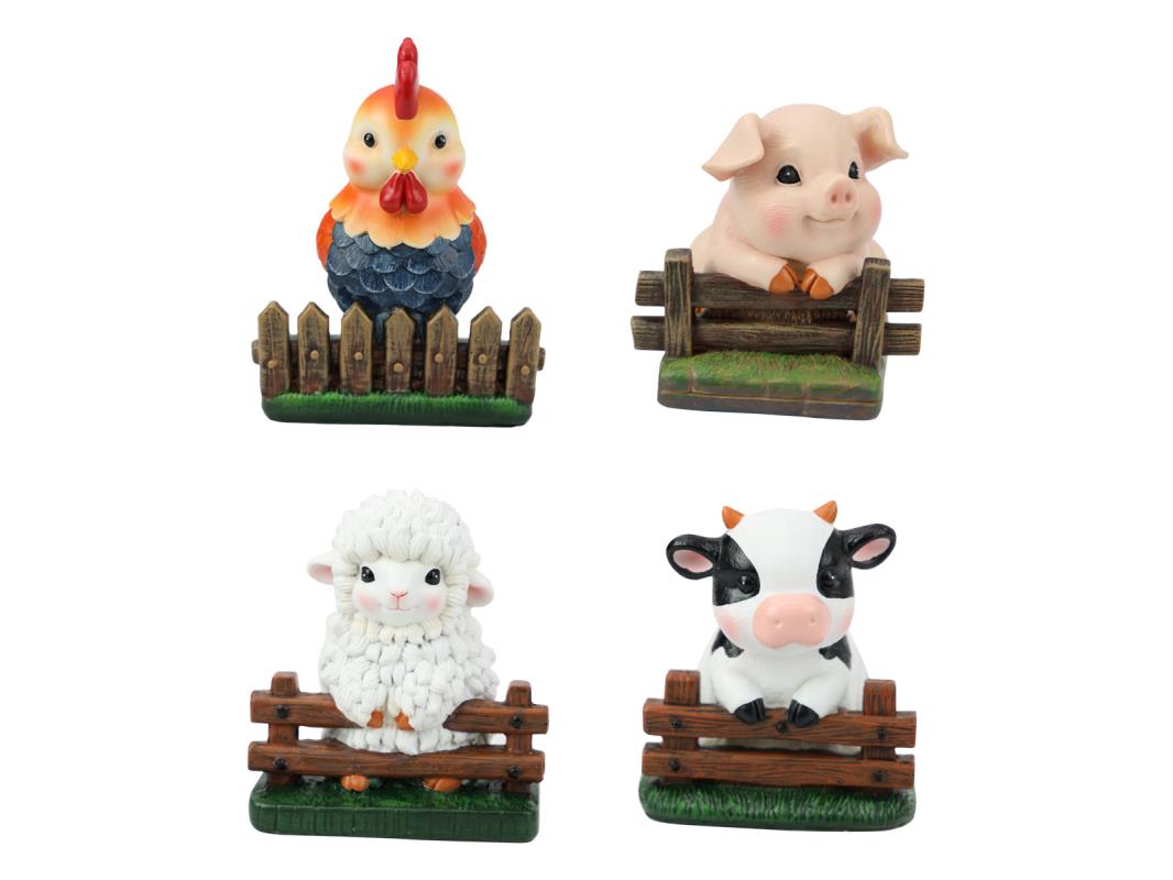 ROOSTER/COW/SHEEP/PIG ON FENCE 10CM