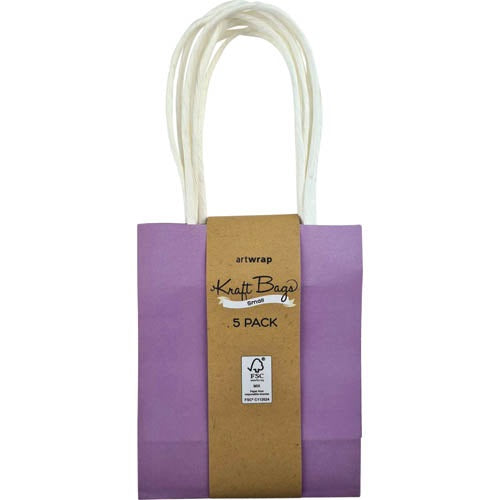 KRAFT BAGS SM 5PK PURPLE