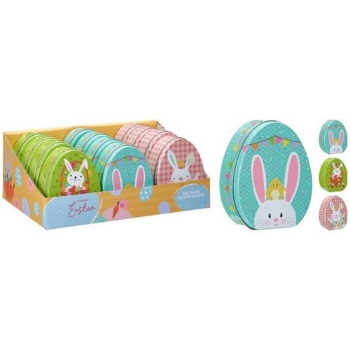 EASTER STORAGE TIN 11CM ASST