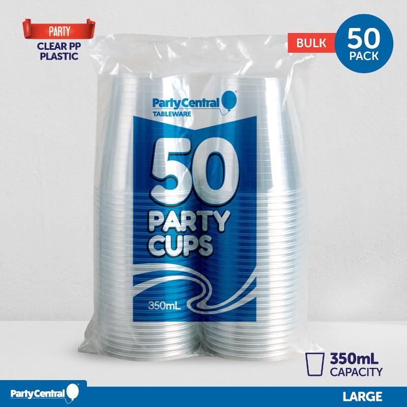 PLASTIC CUPS DISPOSABLE 350ML 50PK