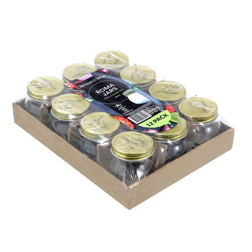 GLASS JARS ROMA 12PK 300ML GOLD LIDS