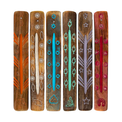 INCENSE HOLDERS CLRD WOODEN FLAT