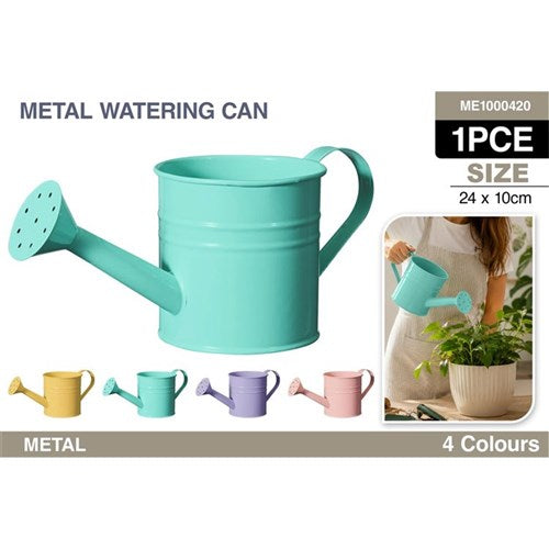 WATERING CAN METAL PASTEL CLRS 24X10CM