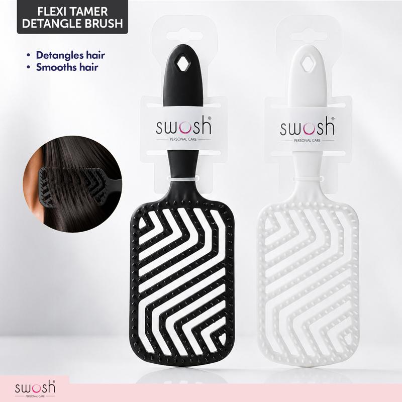 HAIR BRUSH TAMER MED BLK/WHT