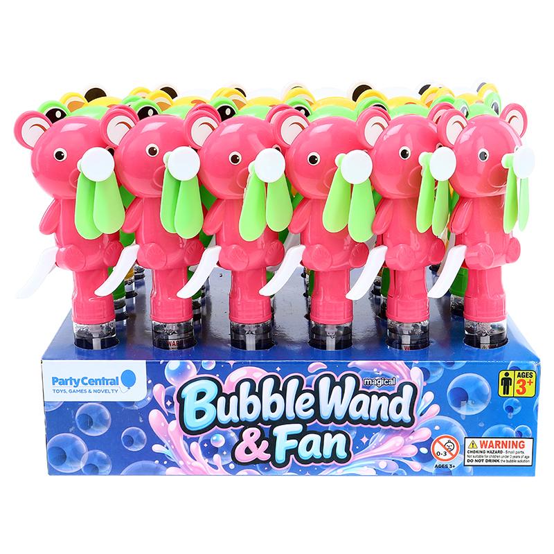 BUBBLE WAND & FAN ANIMAL HEAD ASST