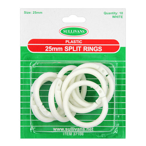 SPLIT RINGS 25MM WHITE 10PC