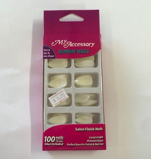 NAILS RUNWAY ALMOND SHAPE MILKY 100PC