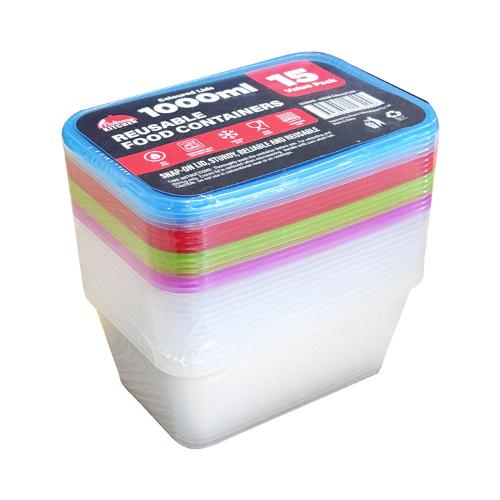 TAKEAWAY CONTAINERS 1000ML 15PK