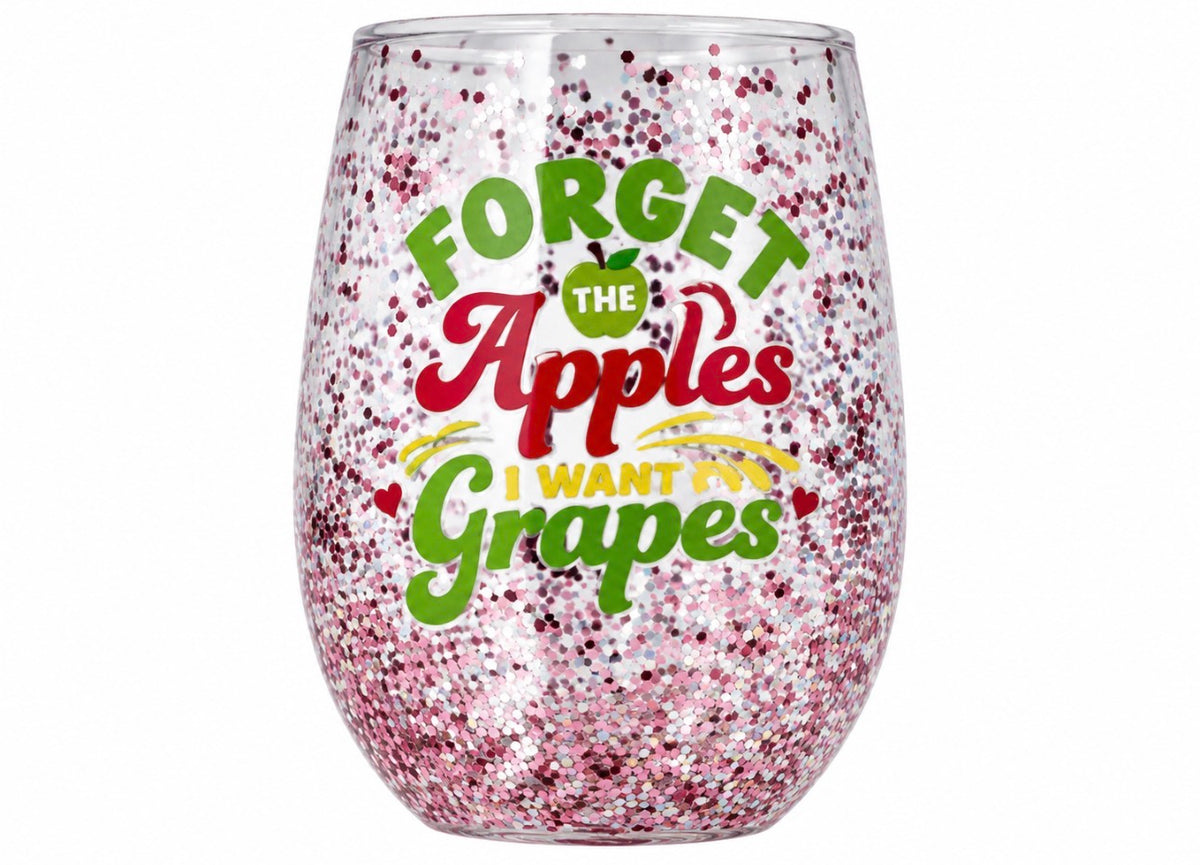 TEACHER WINE GLASS GLITTER GRAPES